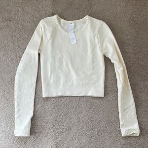 Fabletics off white Long Sleeve Crop Workout top - Size S